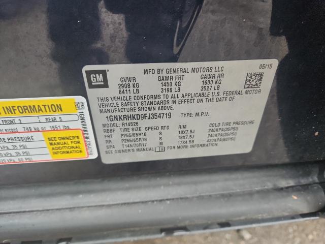 1GNKRHKD9FJ354719 - 2015 CHEVROLET TRAVERSE LT BLUE photo 13