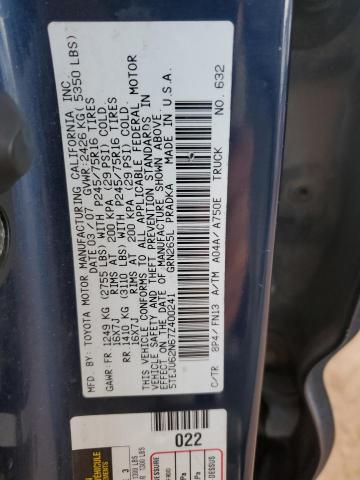 5TEJU62N67Z400241 - 2007 TOYOTA TACOMA DOUBLE CAB PRERUNNER BLUE photo 12