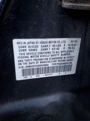 JHMGE87239S048050 - 2009 HONDA FIT BLACK photo 12