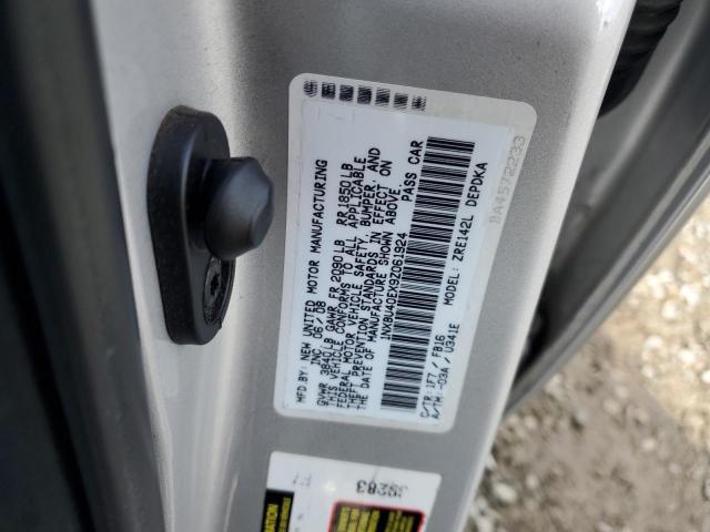 1NXBU40EX9Z061924 - 2009 TOYOTA COROLLA BASE Արծաթագույն լուսանկար 12