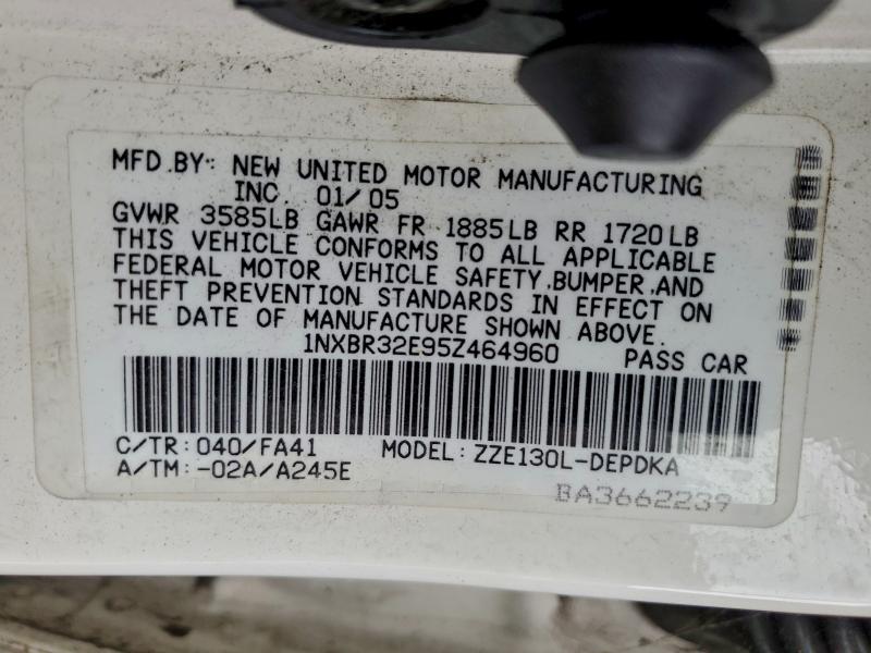 1NXBR32E95Z464960 - 2005 TOYOTA COROLLA CE 白色 照片 12