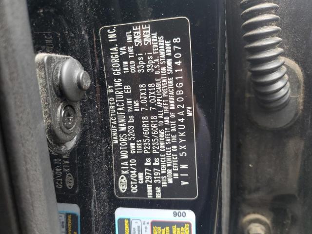 5XYKU4A20BG114078 - 2011 KIA SORENTO EX Boz foto 12