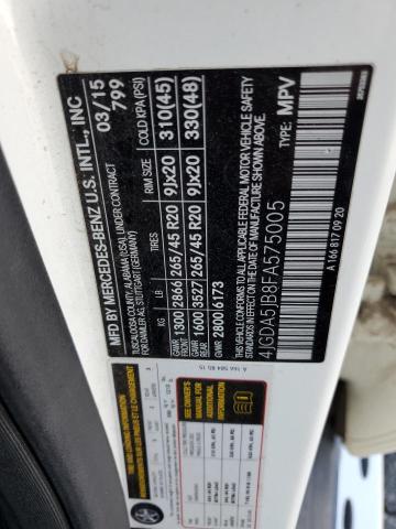 4JGDA5JB8FA575005 - 2015 MERCEDES-BENZ ML 350 白色 照片 13