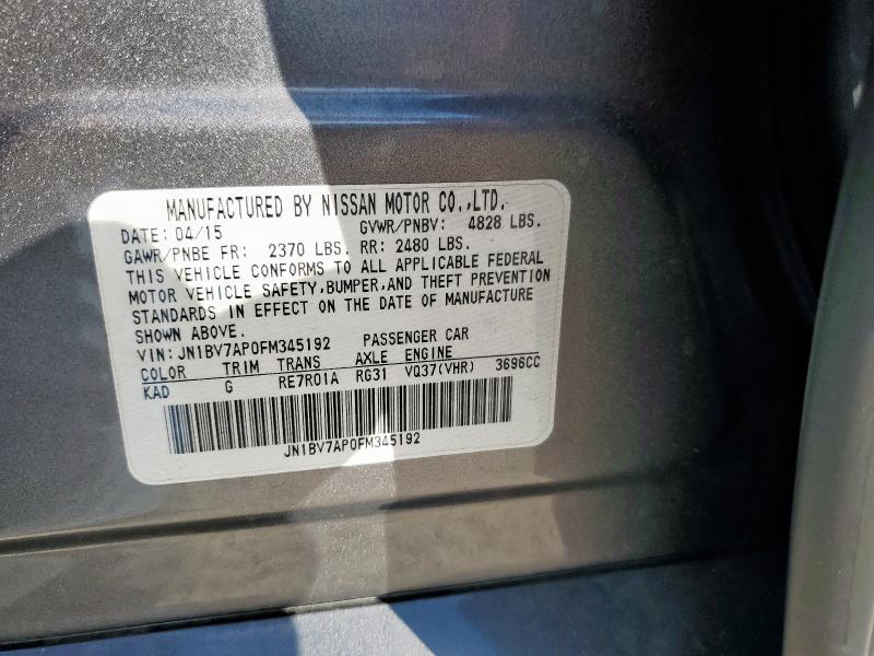 JN1BV7AP0FM345192 - 2015 INFINITI Q50 BASE GRAY photo 12