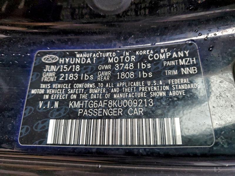 KMHTG6AF8KU009213 - 2019 HYUNDAI VELOSTER BASE BLACK photo 12