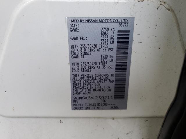 5N1DR3DJ5NC259211 - 2022 NISSAN PATHFINDER PLATINUM Ağ foto 14