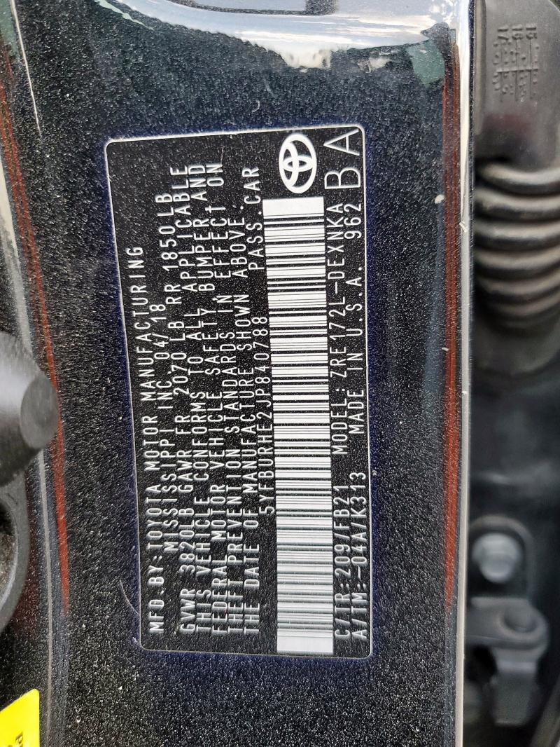 5YFBURHE2JP840788 - 2018 TOYOTA COROLLA L Qara foto 13