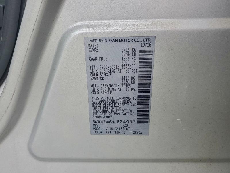 5N1DR2MM5HC624933 - 2017 NISSAN PATHFINDER S Күміс фото 13