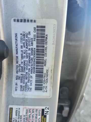 1NXBR32E84Z336854 - 2004 TOYOTA COROLLA CE 银色 照片 12