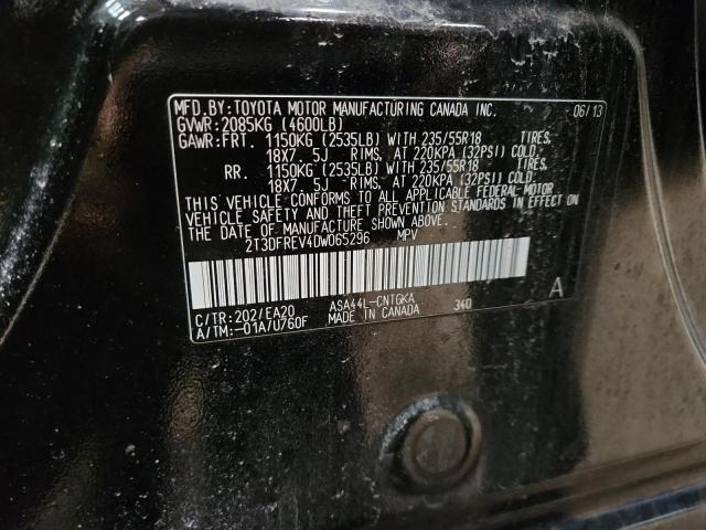 2T3DFREV4DW065296 - 2013 TOYOTA RAV4 LIMITED 黑色 照片 13