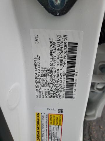 19XFL4H99SE014291 - 2025 HONDA CIVIC SPORT TOURING WHITE photo 12