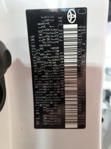 5YFB4MDE8SP324901 - 2025 TOYOTA COROLLA LE 白色 照片 12