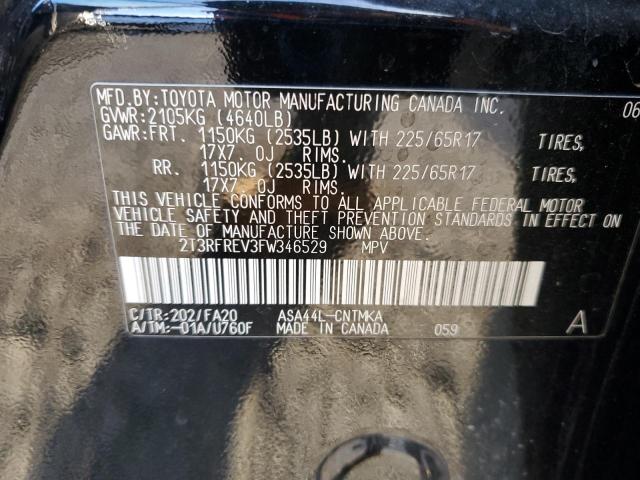 2T3RFREV3FW346529 - 2015 TOYOTA RAV4 XLE BLACK photo 13