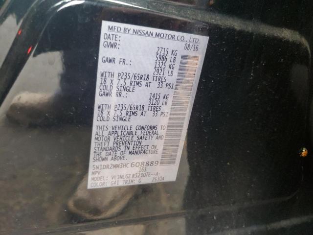 5N1DR2MM3HC608889 - 2017 NISSAN PATHFINDER S შავი ფოტო 12