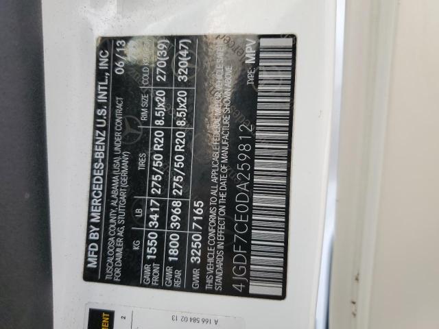 4JGDF7CE0DA259812 - 2013 MERCEDES-BENZ GL 450 4MATIC WHITE photo 13