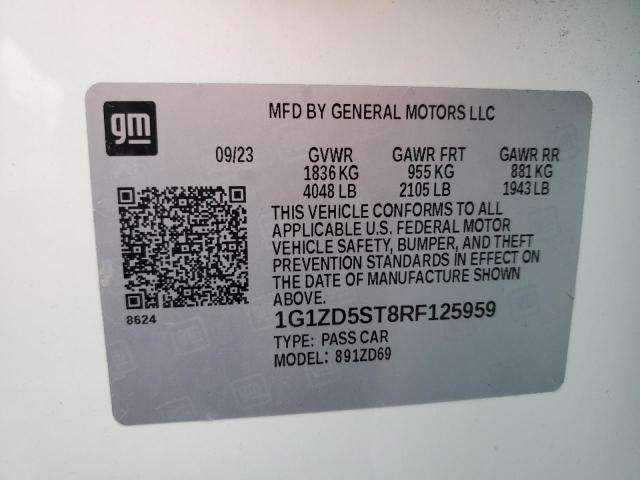 1G1ZD5ST8RF125959 - 2024 CHEVROLET MALIBU LT 白色 照片 12