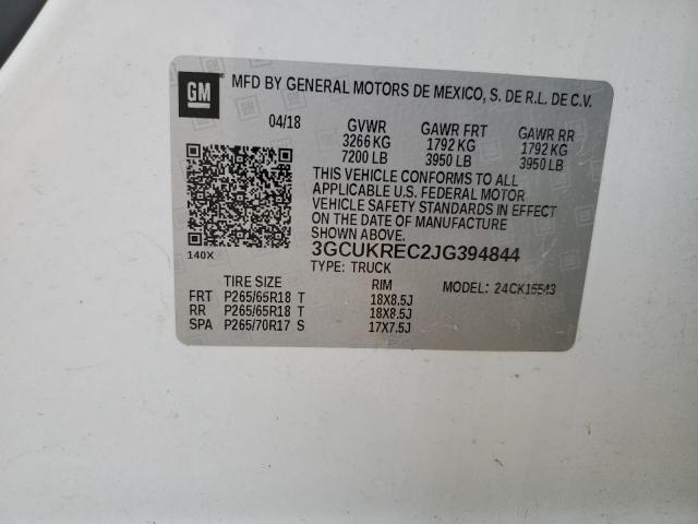 3GCUKREC2JG394844 - 2018 CHEVROLET SILVERADO K1500 LT Ağ foto 12