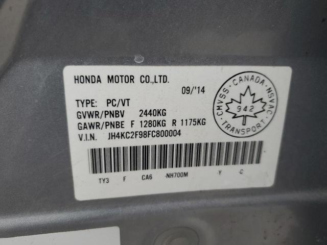JH4KC2F98FC800004 - 2015 ACURA RLX SPORT HYBRID ADVANCE SILVER photo 12