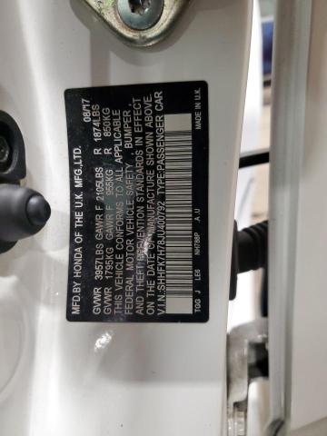 SHHFK7H78JU400792 - 2018 HONDA CIVIC EXL Weiß Foto 12