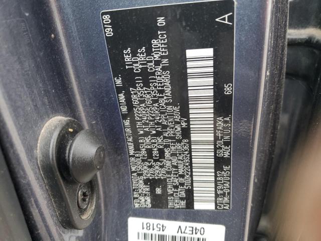 5TDZK22C49S243678 - 2009 TOYOTA SIENNA XLE Mavi foto 12