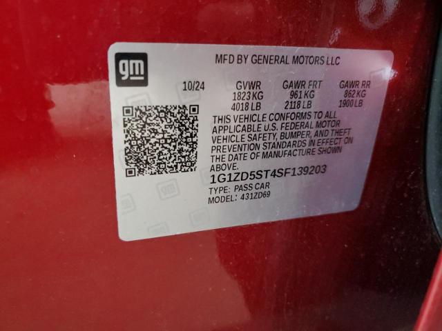 1G1ZD5ST4SF139203 - 2025 CHEVROLET MALIBU LT RED photo 13