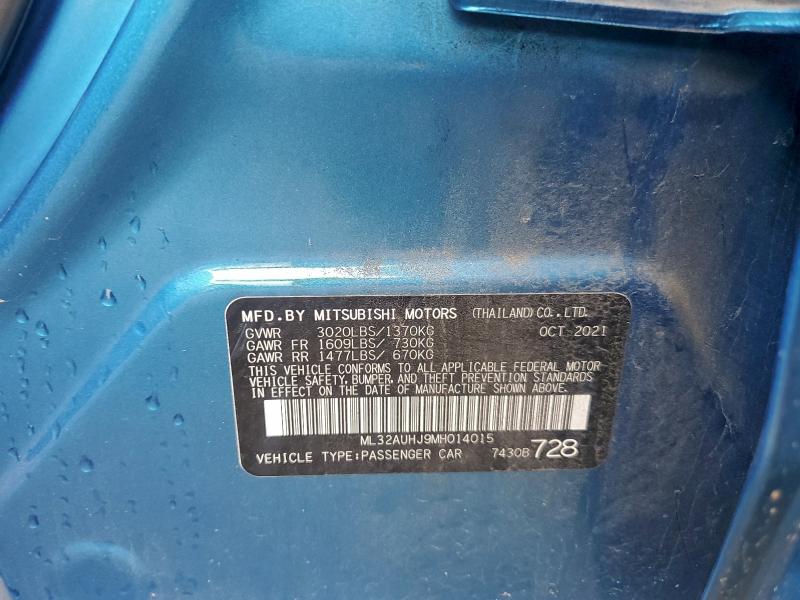 ML32AUHJ9MH014015 - 2021 MITSUBISHI MIRAGE ES BLUE photo 12
