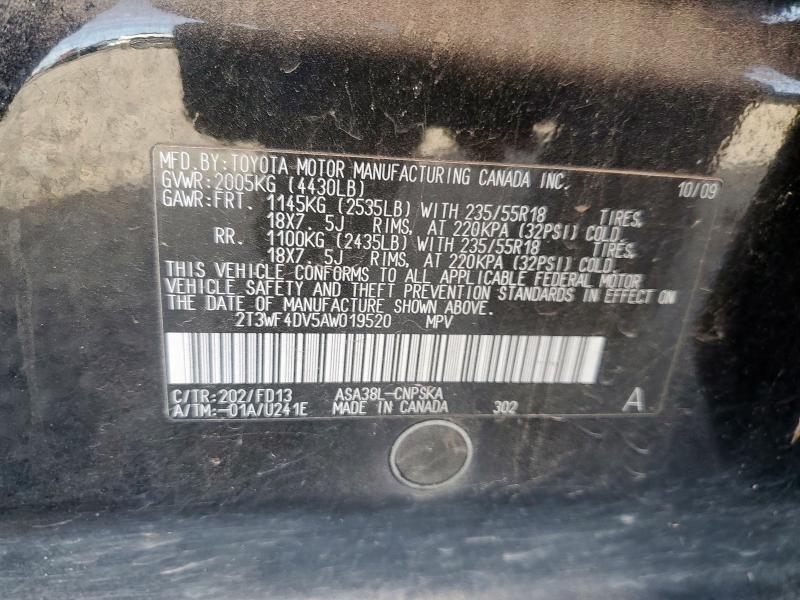 2T3WF4DV5AW019520 - 2010 TOYOTA RAV4 SPORT Қара фото 13