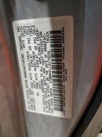 5TBBN44111S179256 - 2001 TOYOTA TUNDRA ACCESS CAB Gris foto 12