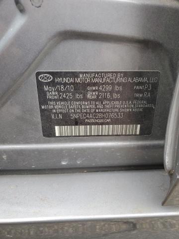 5NPEC4AC2BH076533 - 2011 HYUNDAI SONATA SE 灰色 照片 12