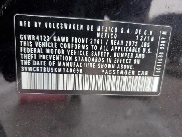 3VWC57BU9KM140696 - 2019 VOLKSWAGEN JETTA S BLACK photo 13