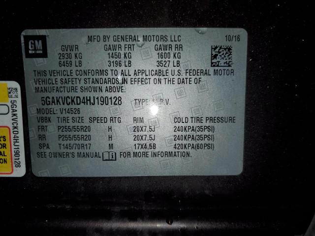5GAKVCKD4HJ190128 - 2017 BUICK ENCLAVE Qəhvəyi foto 13