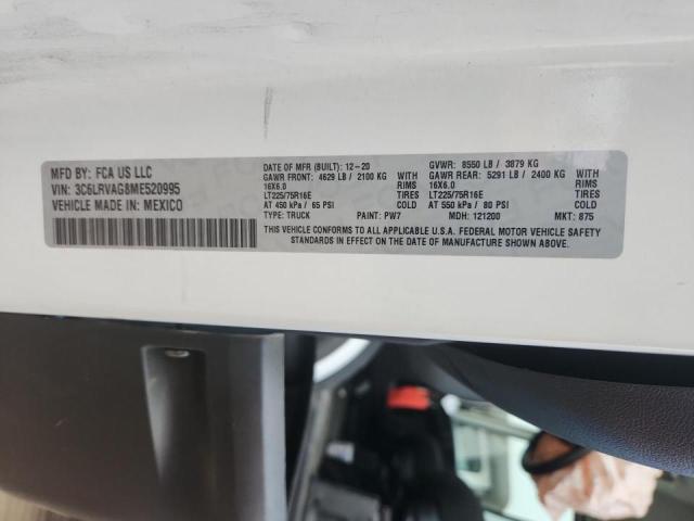 3C6LRVAG8ME520995 - 2021 RAM PROMASTER 1500 STANDARD ორფეროვანი ფოტო 12