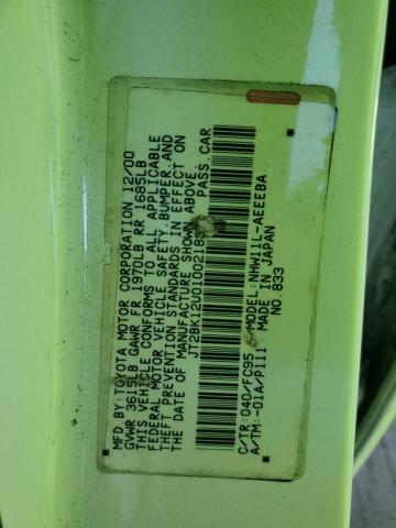 JT2BK12U010021837 - 2001 TOYOTA PRIUS WHITE photo 12