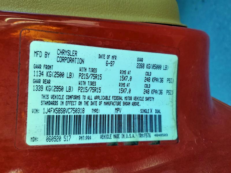 1J4FX58S8VC750318 - 1997 JEEP GRAND CHER LAREDO RED photo 13