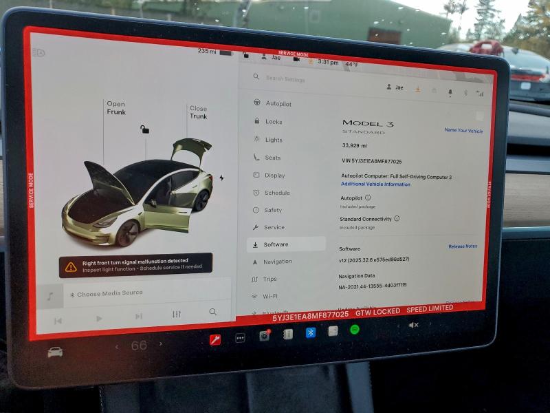 5YJ3E1EA8MF877025 - 2021 TESLA MODEL 3 WHITE photo 9