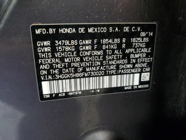 3HGGK5H86FM730020 - 2015 HONDA FIT EX GRAY photo 13