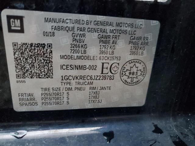 1GCVKREC6JZ239783 - 2018 CHEVROLET SILVERADO K1500 LT Schwarz Foto 12