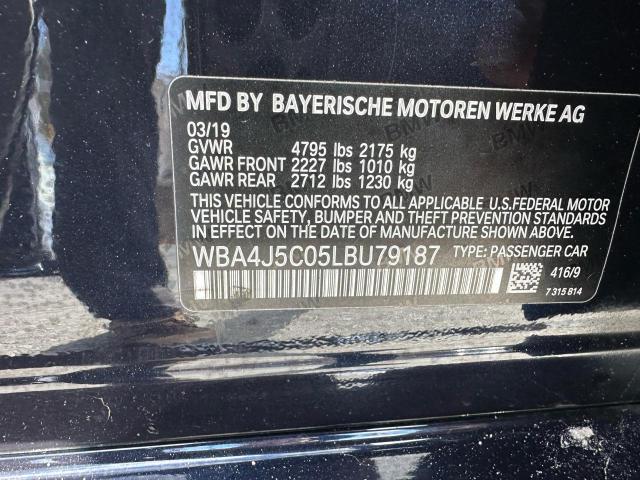 WBA4J5C05LBU79187 - 2020 BMW 440I GRAN COUPE BLACK photo 10