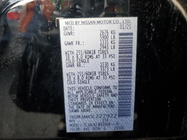 5N1DR3AAXSC227922 - 2025 NISSAN PATHFINDER S Սև լուսանկար 13