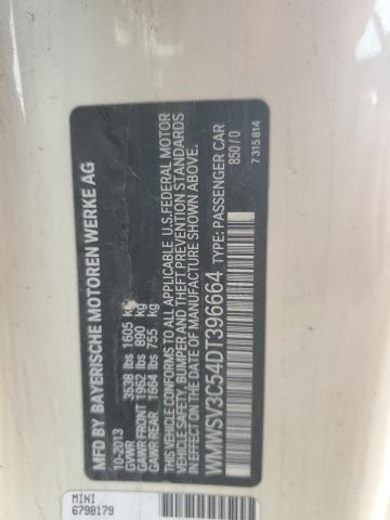WMWSV3C54DT396664 - 2013 MINI COOPER S CREAM photo 13