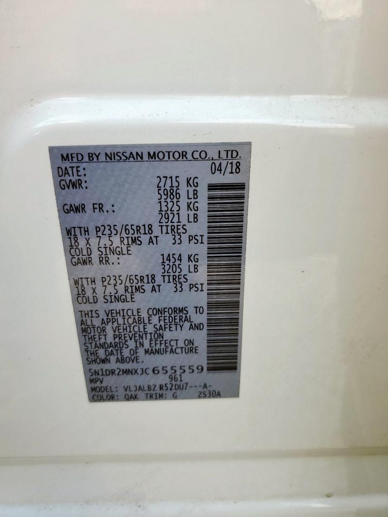 5N1DR2MNXJC655559 - 2018 NISSAN PATHFINDER S Ağ foto 13