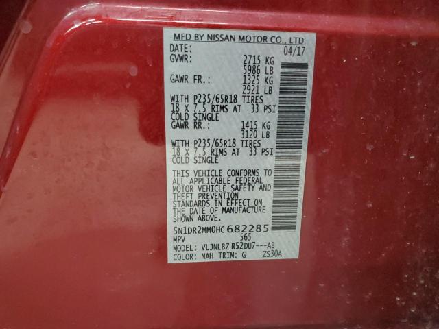 5N1DR2MM0HC682285 - 2017 NISSAN PATHFINDER S Qırmızı foto 13