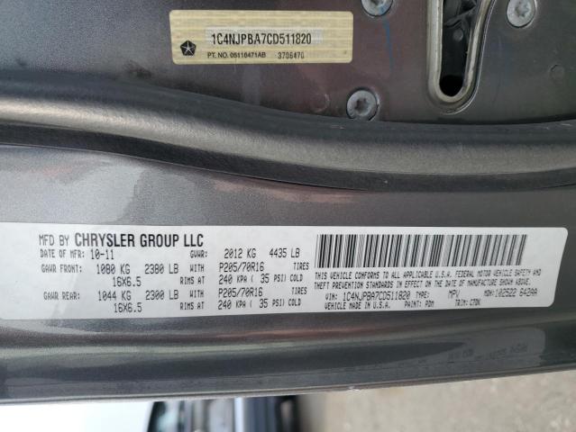 1C4NJPBA7CD511820 - 2012 JEEP PATRIOT SPORT 灰色 照片 14