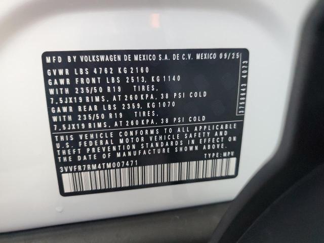 3VVFR7RM4TM007471 - 2026 VOLKSWAGEN TIGUAN SE WHITE photo 13