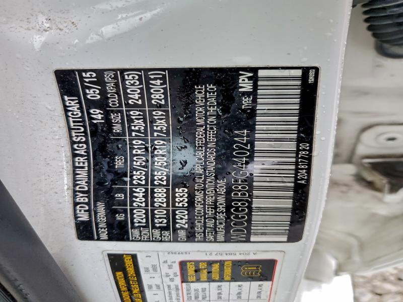 WDCGG8JB8FG440244 - 2015 MERCEDES-BENZ GLK 350 4MATIC WHITE photo 14