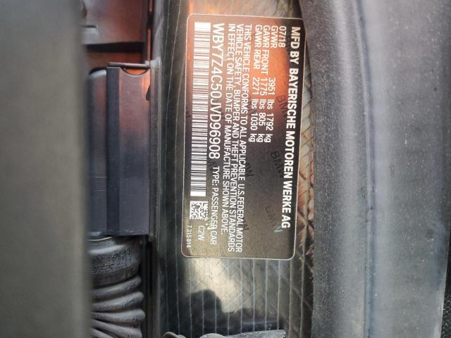 WBY7Z4C50JVD96908 - 2018 BMW I3 REX შავი ფოტო 12