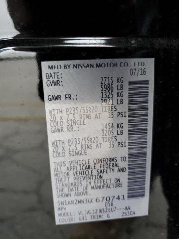 5N1AR2MN3GC670741 - 2016 NISSAN PATHFINDER S أسود صورة 12