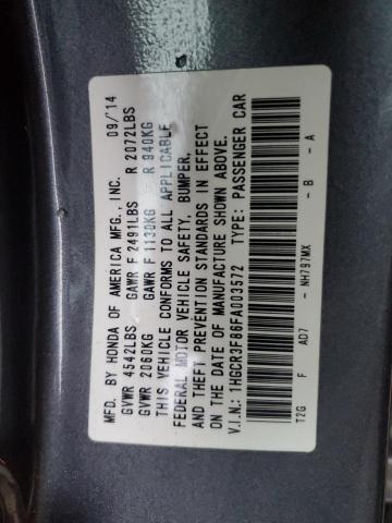 1HGCR3F86FA003572 - 2015 HONDA ACCORD EXL GRAY photo 12