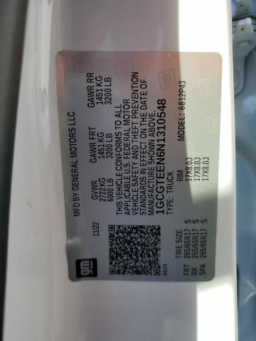 1GCGTEEN6N1310548 - 2022 CHEVROLET COLORADO ZR2 WHITE photo 12