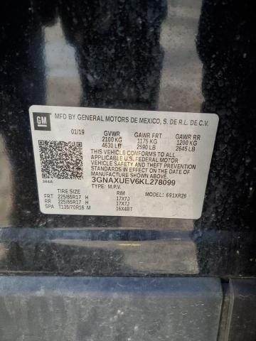 3GNAXUEV6KL278099 - 2019 CHEVROLET EQUINOX LT შავი ფოტო 13